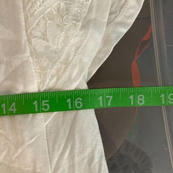 Kate & Sam Shirt Womens Sz S White Lace Overlay Flutter Sleeve Tee Stretch - Picture 6 of 8